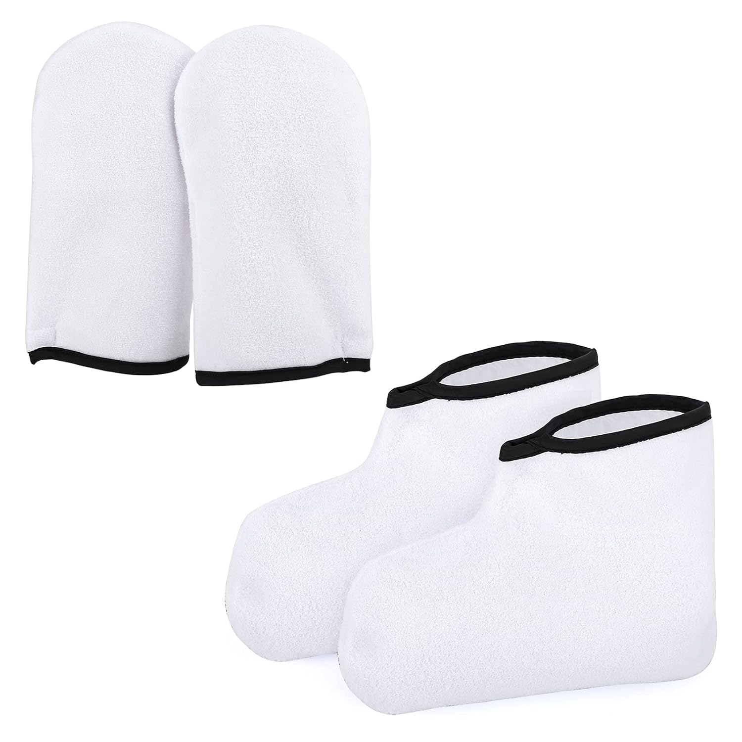 Paraffin wax gloves and booties in use