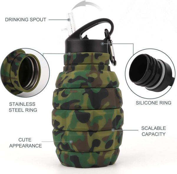 PenghaiYunfei Foldable Silicone Water Bottle Army Green-2