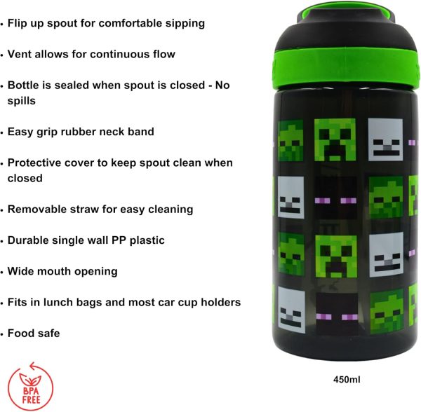 Minecraft Reusable Water Bottle Plastic 450 ML-3