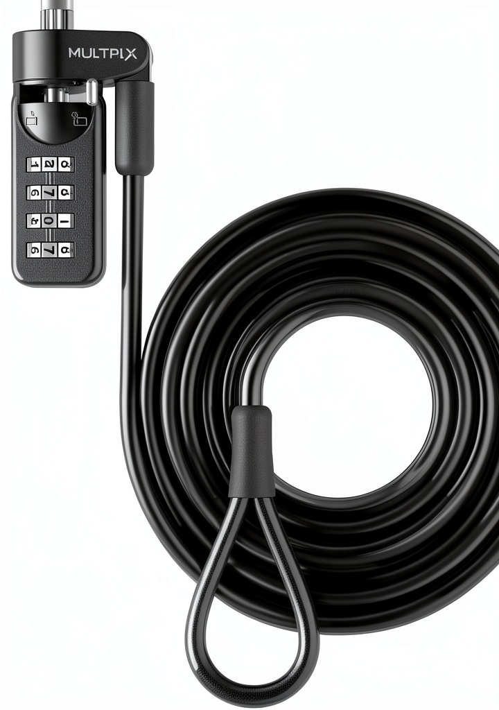 Laptop security lock cable in use