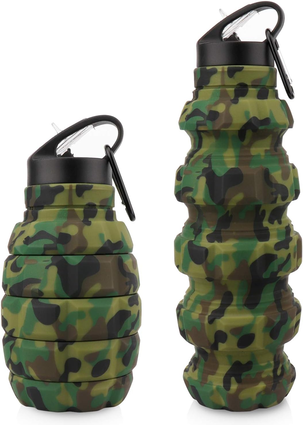 Foldable silicone water bottle in various colors