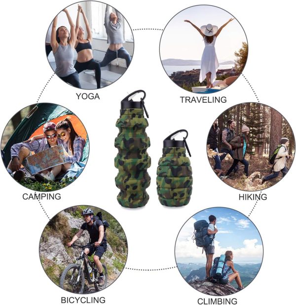 PenghaiYunfei Foldable Silicone Water Bottle Army Green-3