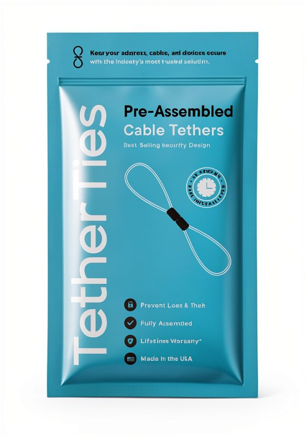 TetherTies USB Type C Cable Tethers Black 10 Pack-1